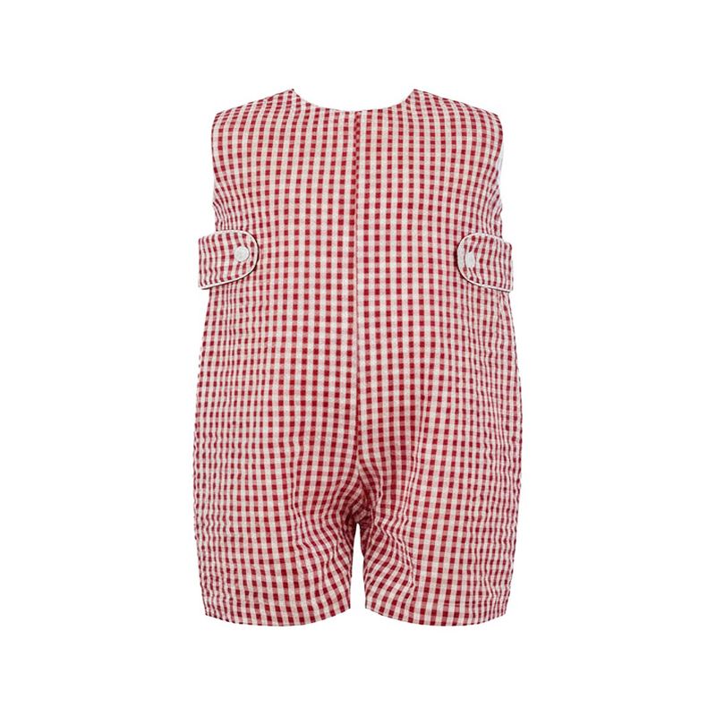 Carriage Boutique Boys Check Romper, Red